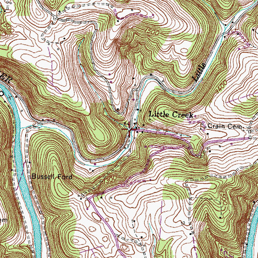 Topographic Map of Little Creek, TN