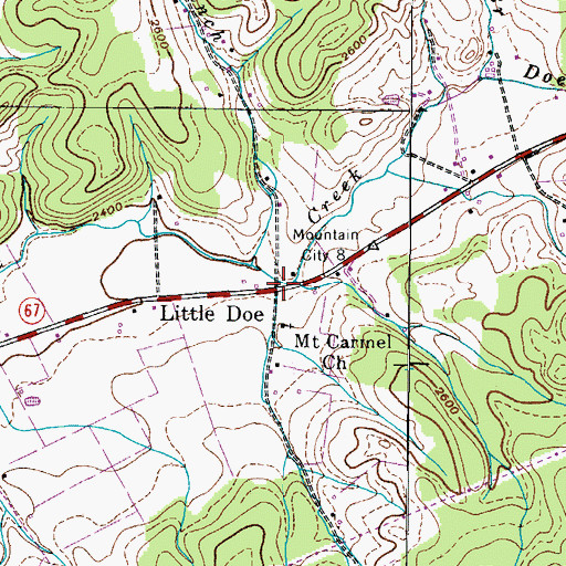 Topographic Map of Little Doe, TN