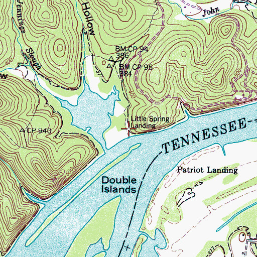 Topographic Map of Little Spring Landing, TN