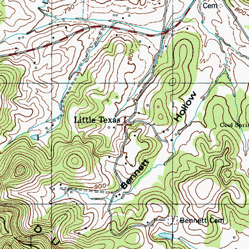 Topographic Map of Little Texas, TN