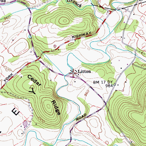 Topographic Map of Litton, TN