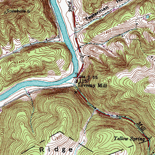 Topographic Map of Livesay Mill, TN
