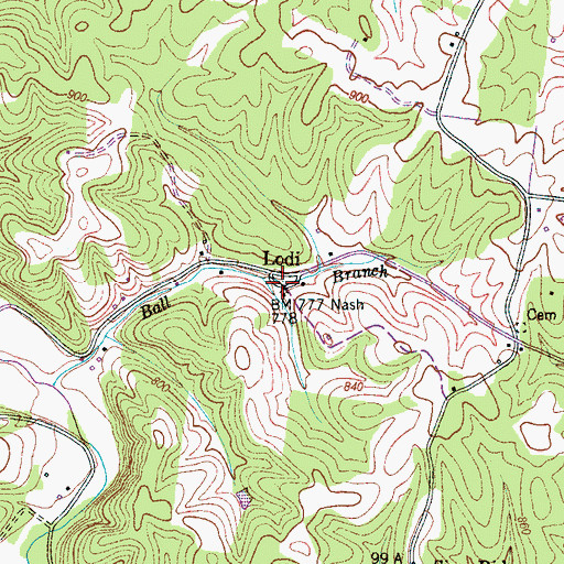 Topographic Map of Lodi, TN