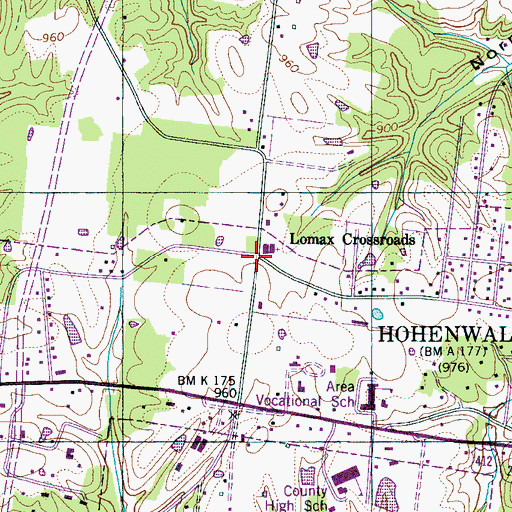 Topographic Map of Lomax Crossroads, TN