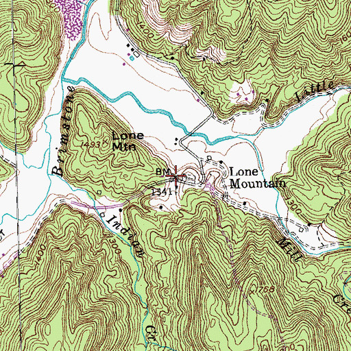 Topographic Map of Lone Mountain, TN