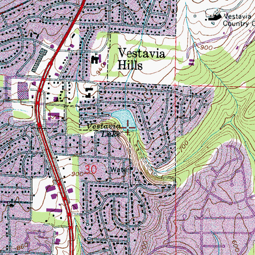 Topographic Map of Vestavia Lake Dam, AL