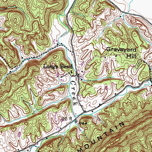 Topographic Map of Longs Bend, TN