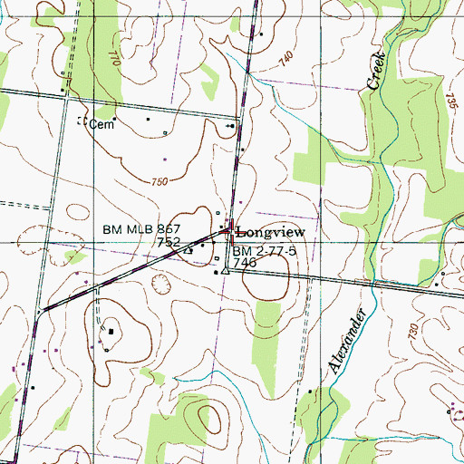 Topographic Map of Longview, TN