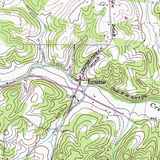 Topographic Map of Louise, TN