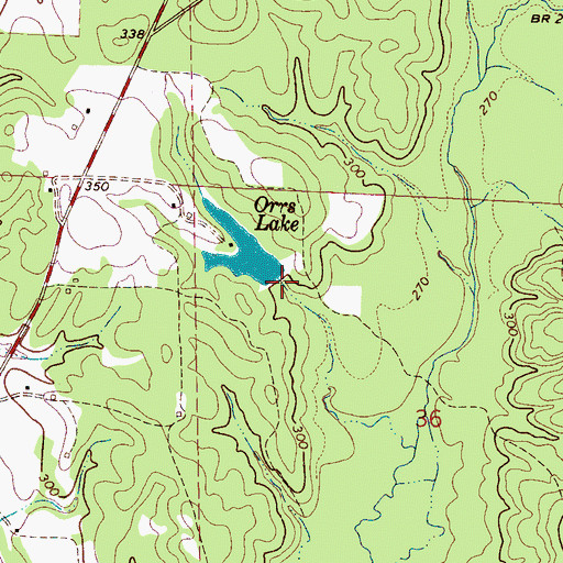 Topographic Map of Orrs Lake Dam, AL