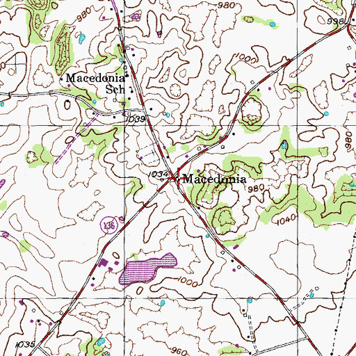 Topographic Map of Macedonia, TN