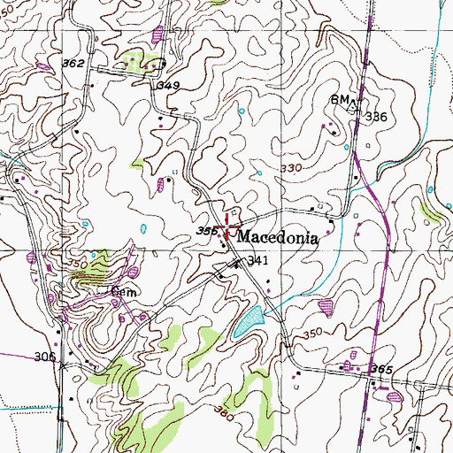 Topographic Map of Macedonia, TN