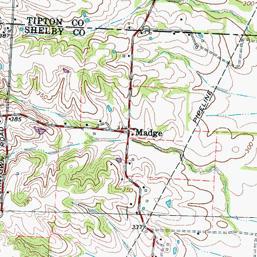Topographic Map of Madge, TN