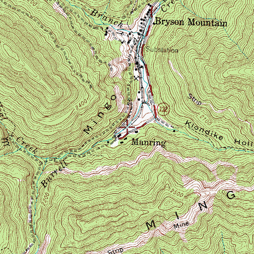 Topographic Map of Manring, TN