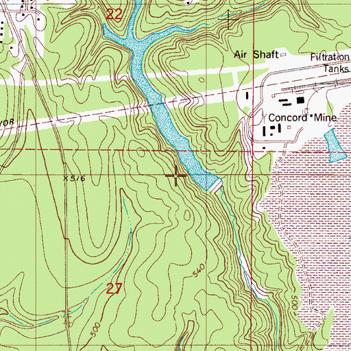 Topographic Map of Concord Mines Lake Dam, AL