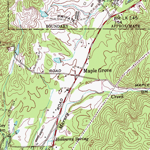 Topographic Map of Maple Grove, TN