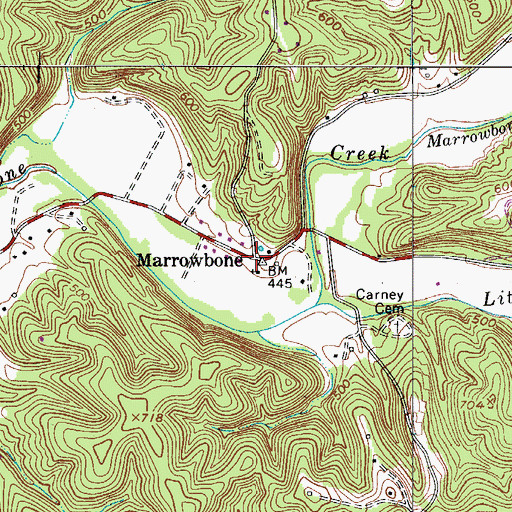 Topographic Map of Marrowbone, TN