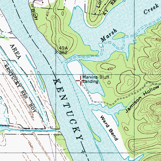 Topographic Map of Marvins Bluff Landing, TN