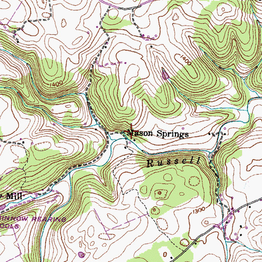 Topographic Map of Mason Springs, TN