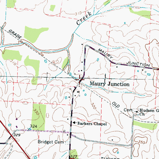 Topographic Map of Maury Junction, TN