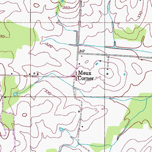 Topographic Map of Meux Corner, TN