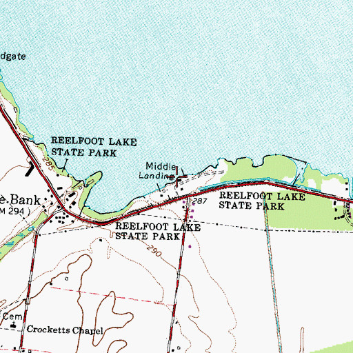 Topographic Map of Middle Landing, TN
