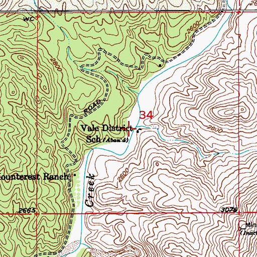 Topographic Map of Vale District School, AZ