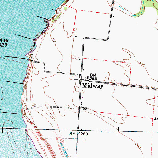 Topographic Map of Midway, TN