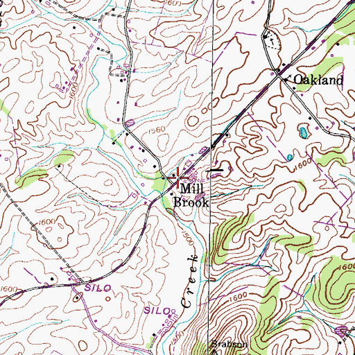 Topographic Map of Mill Brook, TN
