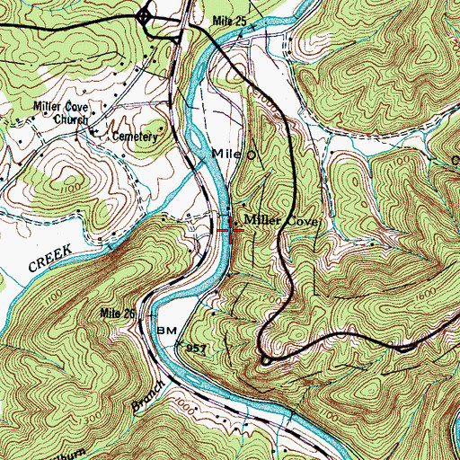 Topographic Map of Miller Cove, TN
