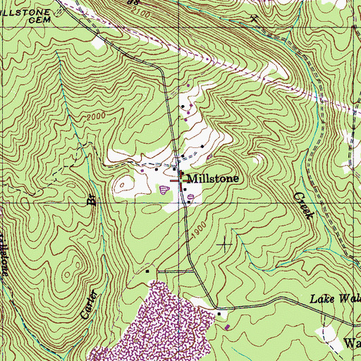 Topographic Map of Millstone, TN