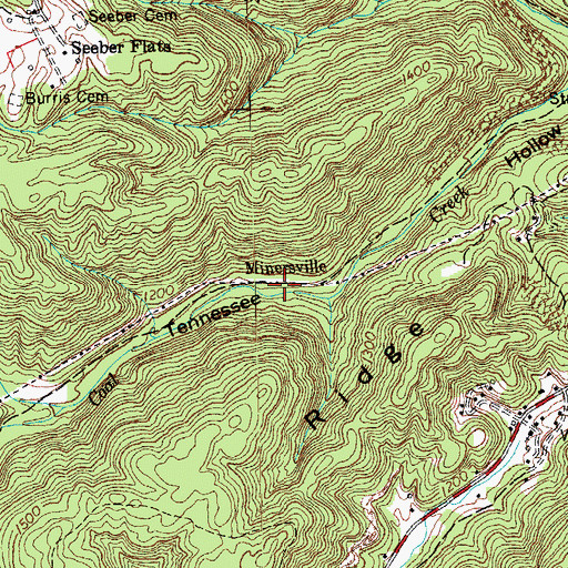Topographic Map of Minersville, TN