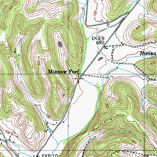 Topographic Map of Minnow Ford, TN