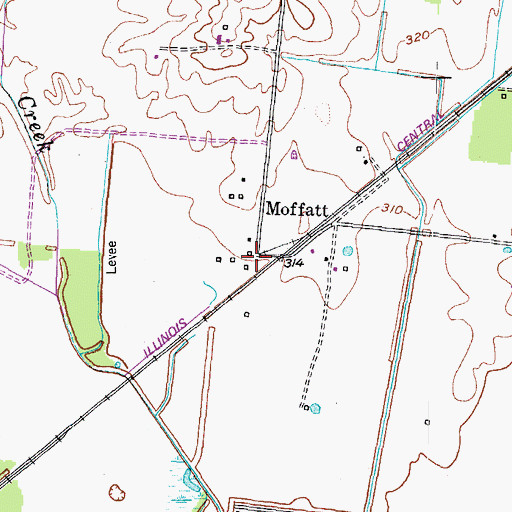 Topographic Map of Moffatt, TN