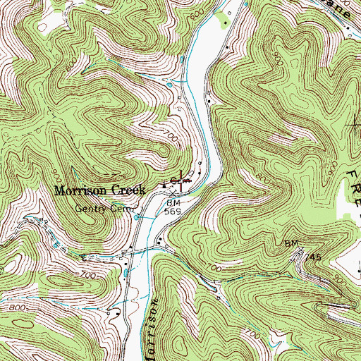 Topographic Map of Morrison Creek, TN
