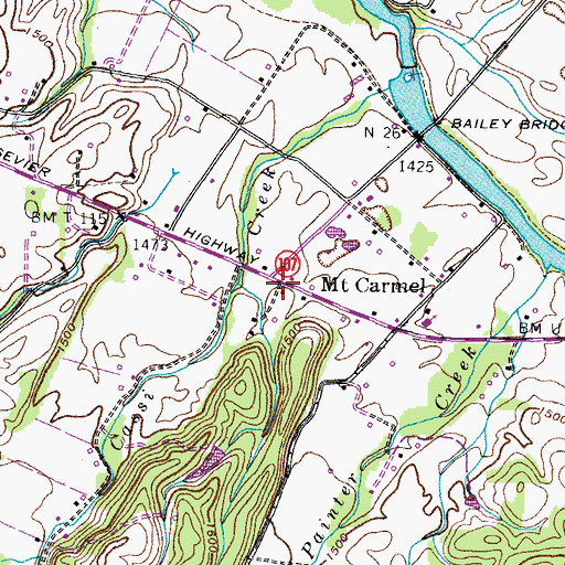 Topographic Map of Mount Carmel, TN