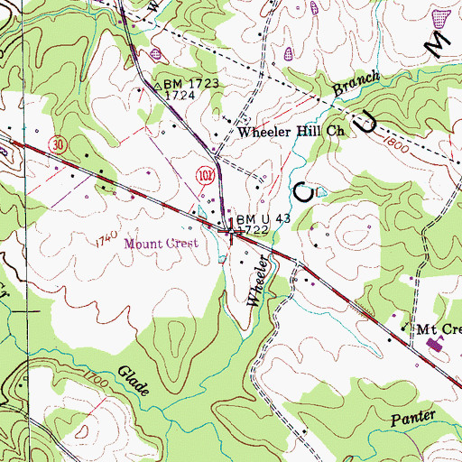 Topographic Map of Mount Crest, TN