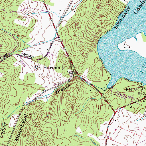 Topographic Map of Mount Harmony, TN