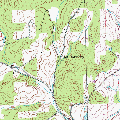 Topographic Map of Mount Harmony, TN