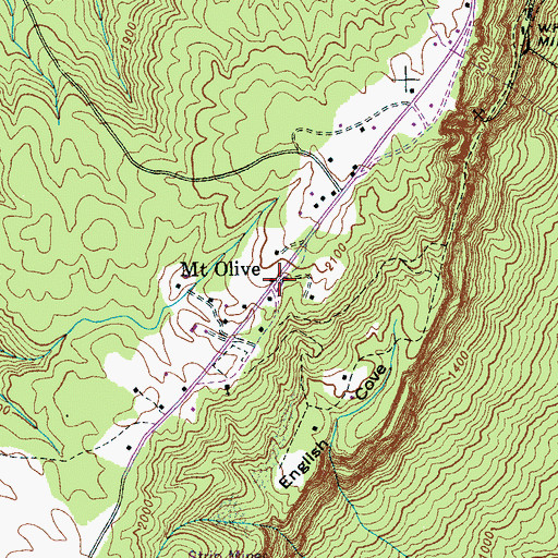 Topographic Map of Mount Olive, TN