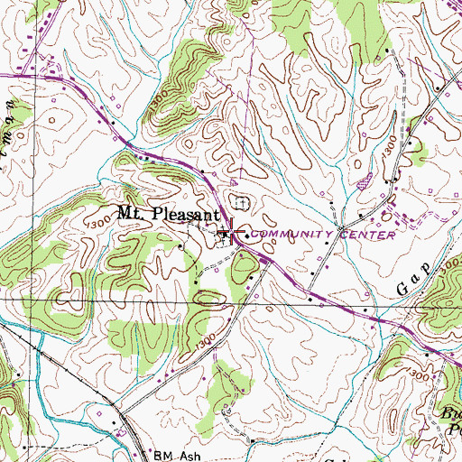 Topographic Map of Mount Pleasant, TN