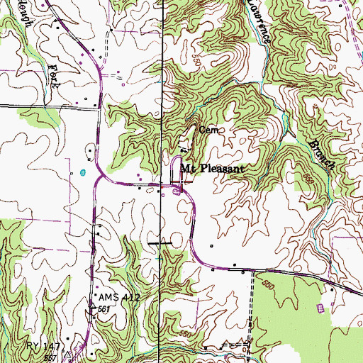 Topographic Map of Mount Pleasant, TN