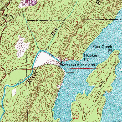 Topographic Map of Lake Purdy Dam, AL