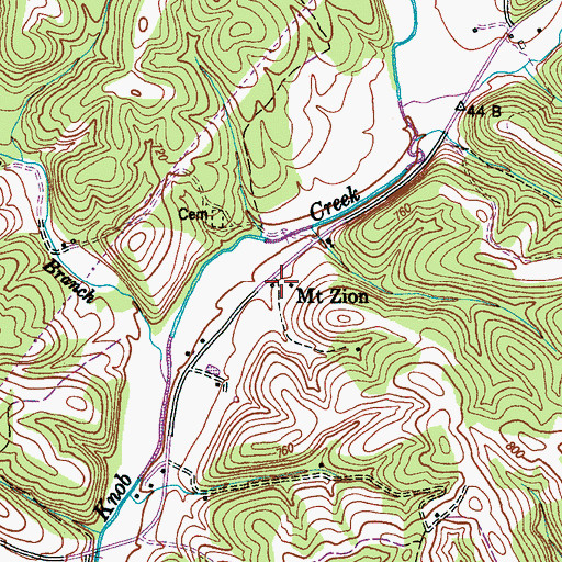 Topographic Map of Mount Zion, TN