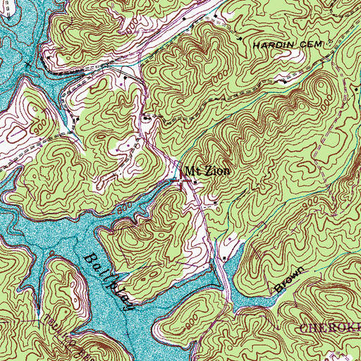 Topographic Map of Mount Zion, TN