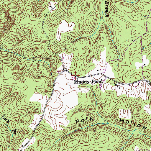 Topographic Map of Muddy Pond, TN