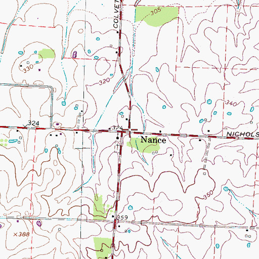 Topographic Map of Nance, TN