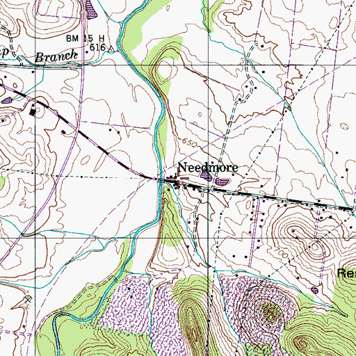 Topographic Map of Needmore, TN