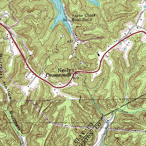 Topographic Map of Neely Crossroads, TN