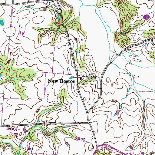 Topographic Map of New Boston, TN